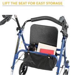 Drive Medical 4 Wheel Rollator Walker w/ Removable Back Support Blue