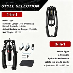 Adjustable 22-440lbs 3-in-1 Hydraulic Arm & Chest Trainer + Ab Roller Home Gym