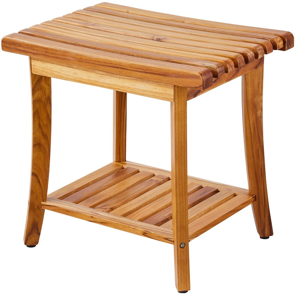 Uimoso Teak Shower Bench 20 x14.3 x 17.9 in Wood Shower Stool Chair for Bathroom