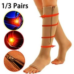 Copper Zipper Compression Socks Support Graduated Stockings Mens Women 20-30mmHg