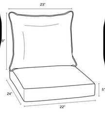Favoyard Outdoor Seat Cushion Set 24” x 24” Waterproof & Fade Proof. 2D005