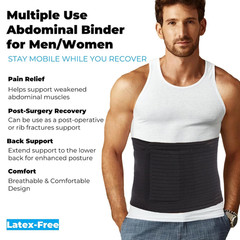 Men’S Abdominal Binder for Post Surgery,Compression Wrap Abdomen Waist Support B