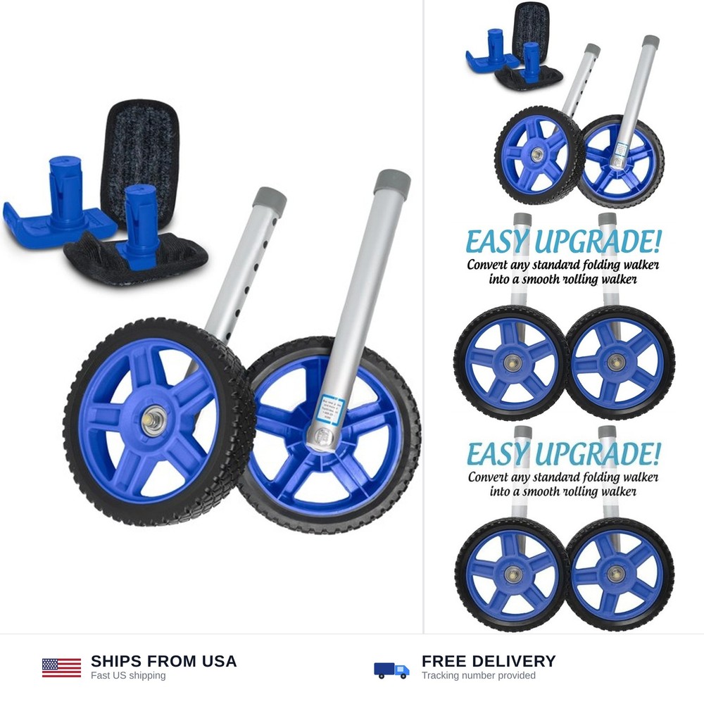 Top Glides 8″ Off-Road Walker Wheel Kits with Flexfit Universal Ski Glides (B…