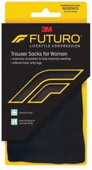 Futuro Revitalizing Trouser Socks for Women, Moderate Compression, Medium, Black