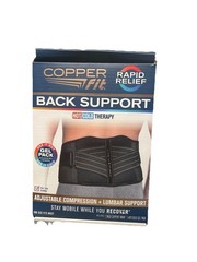 Copper Fit BACK SUPPORT Adjustable Compression+Lumbar Support Hot/Cold Therapy