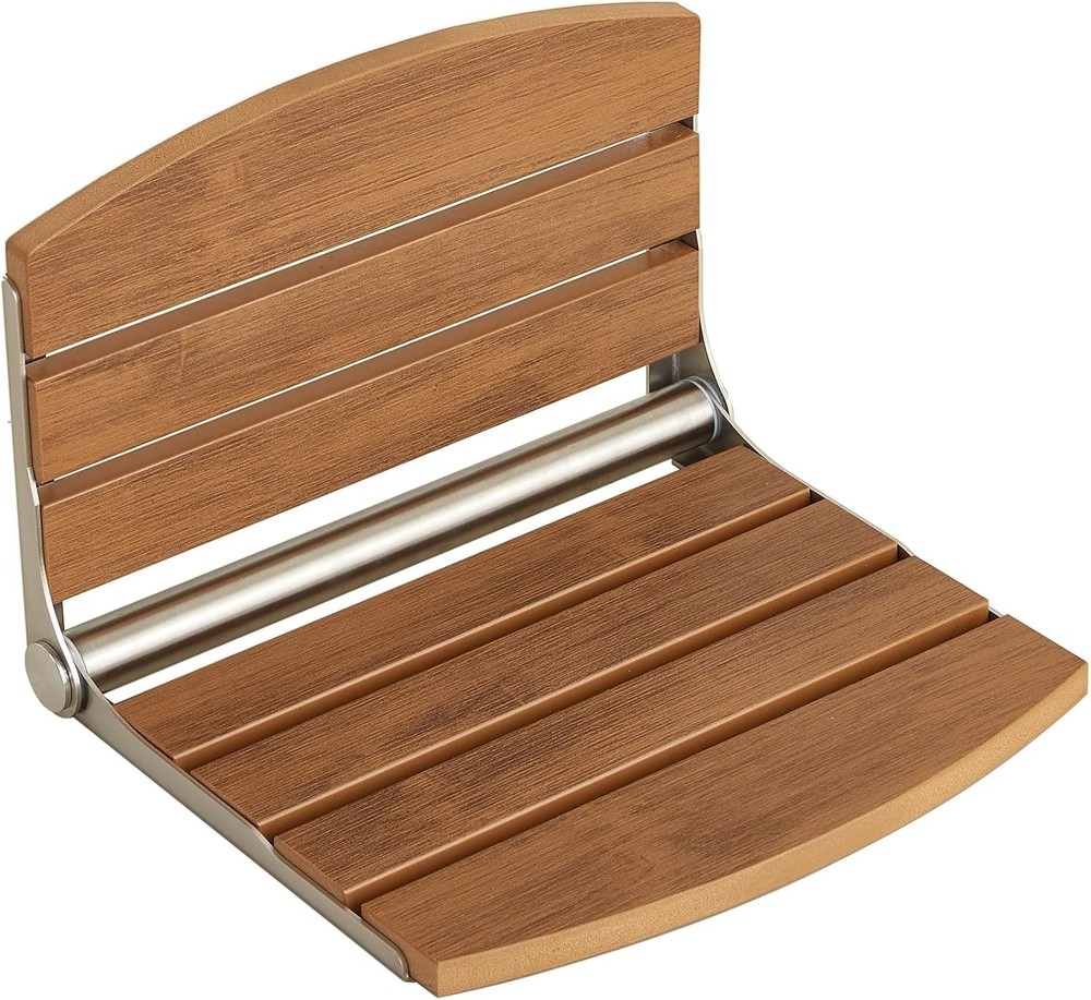 17.5″ Folding Shower Seat Wall Mounted,Foldable Shower Bench,Fold Down (Teak)