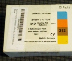 Duracell Activair Hearing Aid Batteries Size 312 Brown Zinc-Air 1.45V 40 Ct NIB