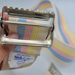 SkiL-Care Gait Belt 60″ Length Pastel Stripe 2″ Ivory yellow pink blue Stripe