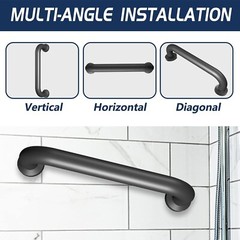 12 Inch Bath Grab Bar Safety Shower Handle with Mounted Screws Aluminum Black