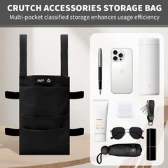 Crutch Bag Water-Resistant Pouch Accessory Storage Cup Pocket Holder Black