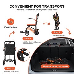 Aviation-Grade Material Light Weight Folding Wheelchair With Locking Handbrake
