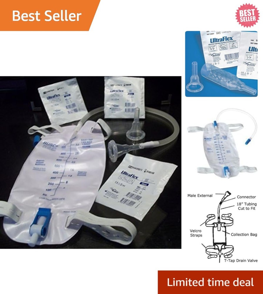 One-Week Supply Urinary Incontinence Kit: Catheters, Leg Bag & Draining Tubing