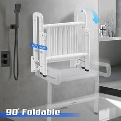 NEWTRY 21” Folding Shower Seat Wall Mounted, 660lb Fold Down Shower Seat with Su