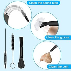Hearing Aid Cleaning Kit 8 Pcs Tools Brush Pick Cloth Case For Earbuds