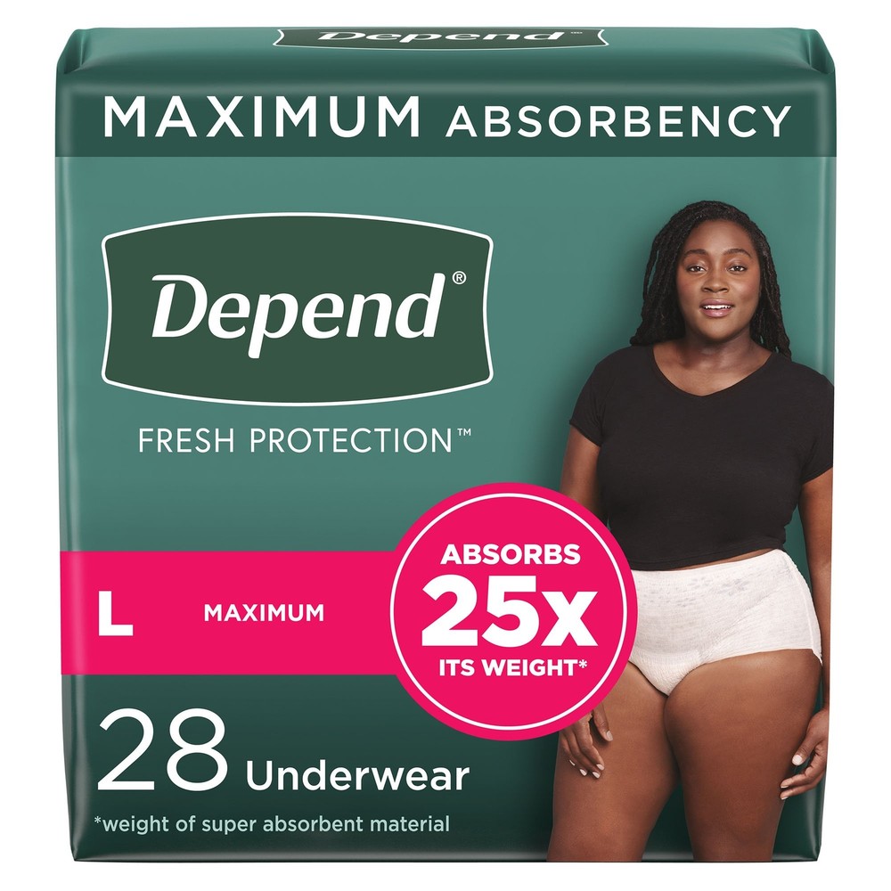 Depend FIT-FLEX Underwear Women Maximum Large Blush PK of 28