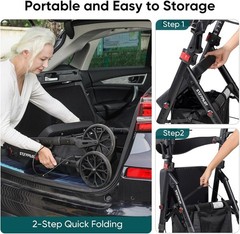 Rollator Walkers with Seat, 500 lbs Weight Capacity & Reinforce