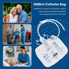 2000Ml Catheter Bags for Men and Women 3 Pack Professional Urinary Drainage Bags