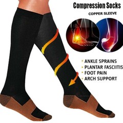 Copper Compression Socks Knee High Support Stockings Full Toe 20-30 mmHg Unisex
