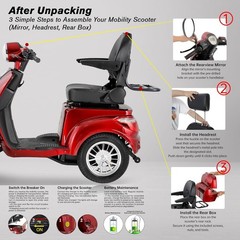 800W Heavy Duty Four Wheel Mobility Scooters for Seniors & Adult 500lbs Capacity