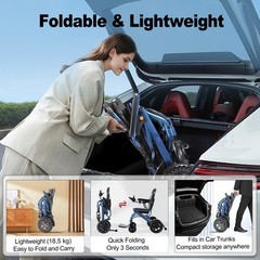 Foldable Power Wheelchair 500W Dual Mode Portable Mobility Scooter Lightweight