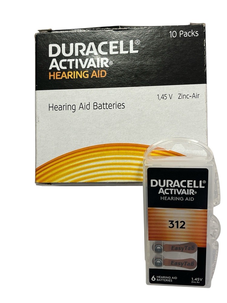 Duracell Hearing Aid Batteries Size 312 EXP 01 2029 Zinc Air 1.45 V 10 Packs