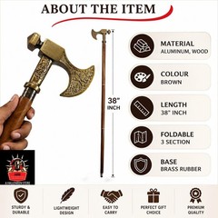 Viking Walking Cane Handmade Vintage Walking Cane Wooden Walking Stick Brass …