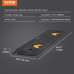 Rubber Threshold Ramp, 1″ Rise Wheelchair Ramp Doorway, Natural Curb Ramp 3.7…