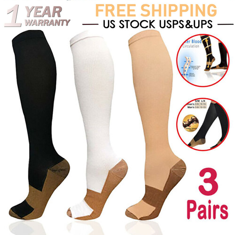 3 Pares Best Medias Calcetines De Compresion 20-30 Mmhg Para Hombres Y Mujeres