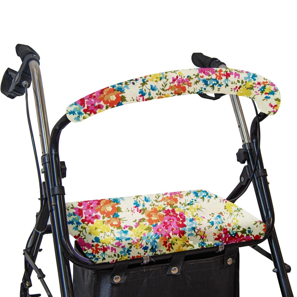 Rollator Walker Seat & Backrest Covers Set – Adjustable Yellow Flower