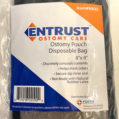 Fortis Entrust 6903 Ostomy Care Pouch Disposable Black Trash Bags 8×8″ Zip Seal
