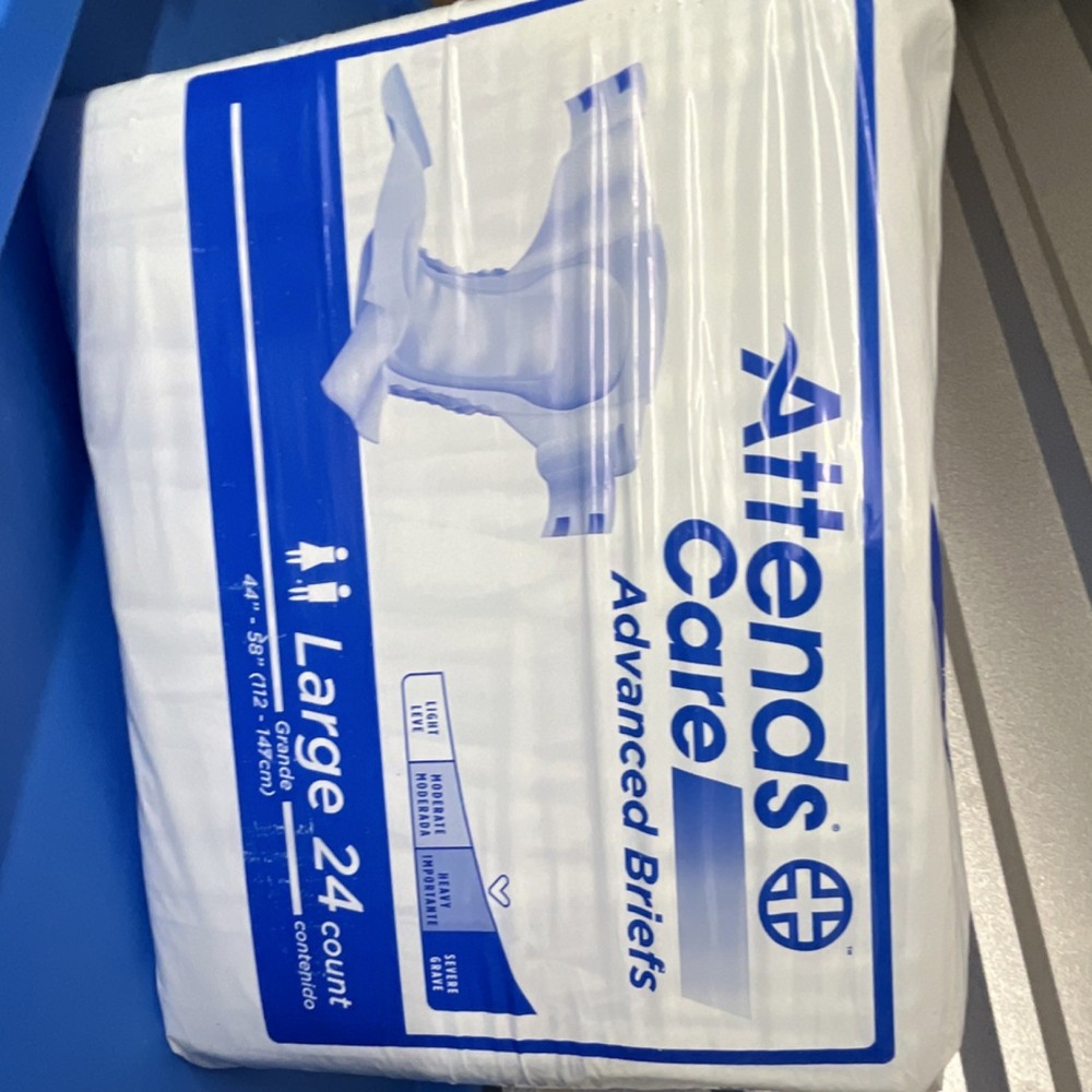 Attends Care Advanced Briefs Severe Absorbency Latex Free Size L 24 Count