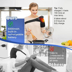 Cordless Shoulder Heating Pad, Heated Shoulder Brace for Rotator Cuff Frozen, 3