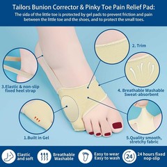 1PAIR Bunion Sock (Beige-XL) Bunionette Sleeves with Built-in Silicon Gel Pads