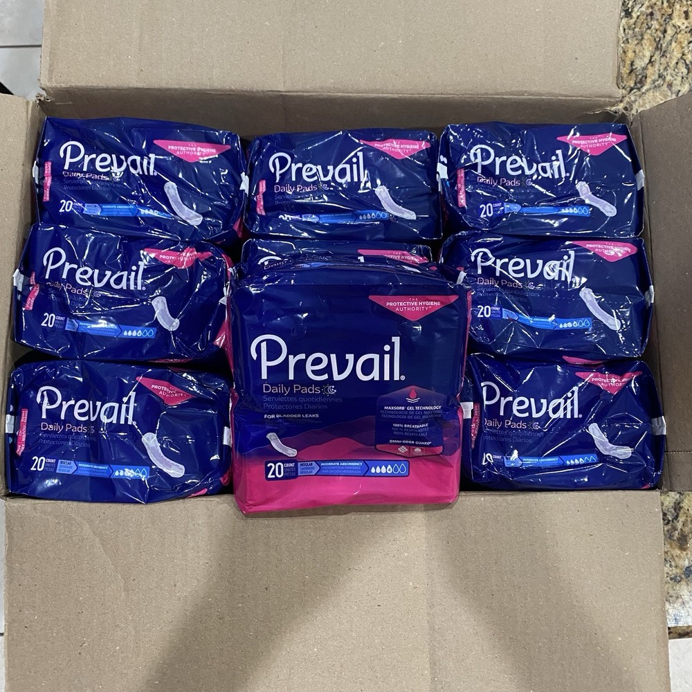 Prevail Daily Pads for Bladder Leaks Women’s Regular 20 Count Pack LOTx9 PACKS