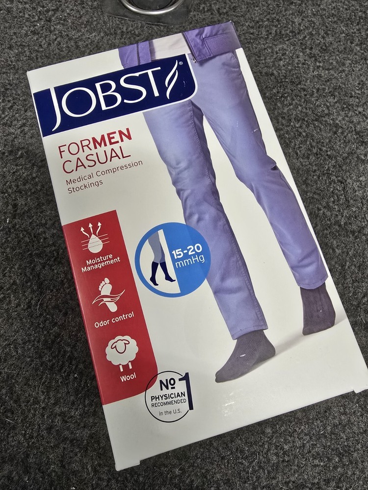 JOBST FORMEN CASUAL MEDICAL COMPRESSION SOCKS, KNEE HIGH, KHAKI, 15-20 mmhg NEW