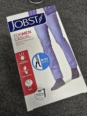 JOBST FORMEN CASUAL MEDICAL COMPRESSION SOCKS, KNEE HIGH, BLACK, 15-20 mmhg NEW