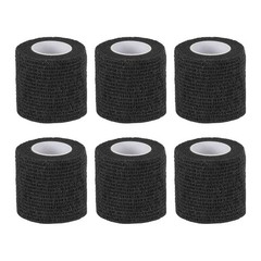 1″ x 177″ 6 Pcs Self Adhesive Bandage Wrap Elastic Self Tape, Black