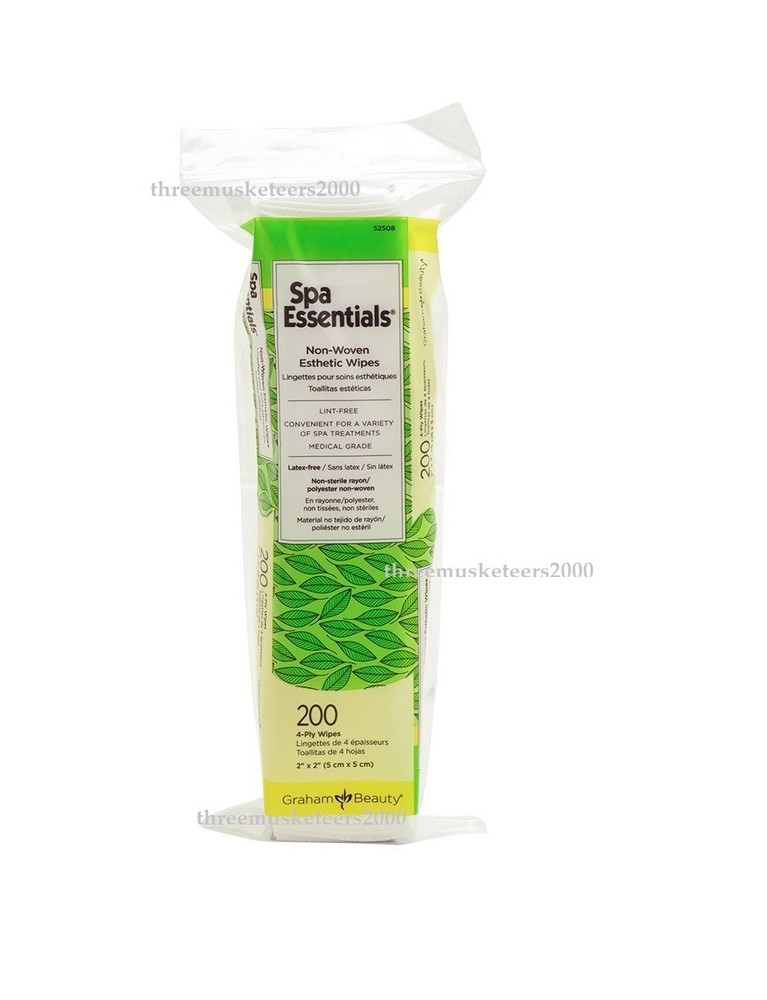 Graham Spa Essentials 2×2 Non-Woven Esthetic Make-Up Wipes, 200 Count 52508