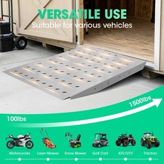 2 Pack 36″ x 24″ Heavy Duty Aluminum Shed Ramp, Loading for Mowers, ATV, Silver