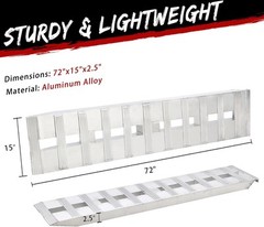 2pcs Aluminum Trailer Ramps 6000lbs 72″ x 15″ Aluminum Ramps with Hook Ends