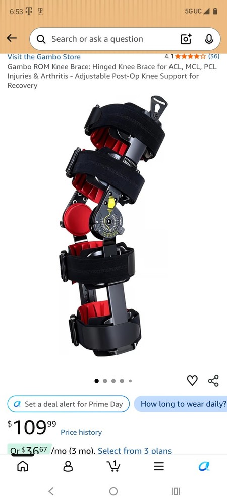 ROM Hinged Knee Brace, Adjustable Post-Op Support for ACL/MCL/PCL Injuries