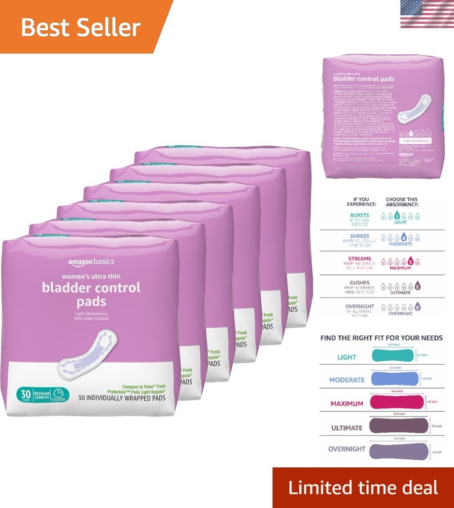 Women’s Unscented Incontinence Pads – 180 Count for Light Absorbency & Comfort