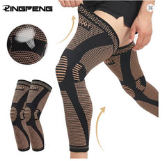 Copper Compression Knee Sleeve Long Full Leg Brace Support Sports Joint Pain Rel