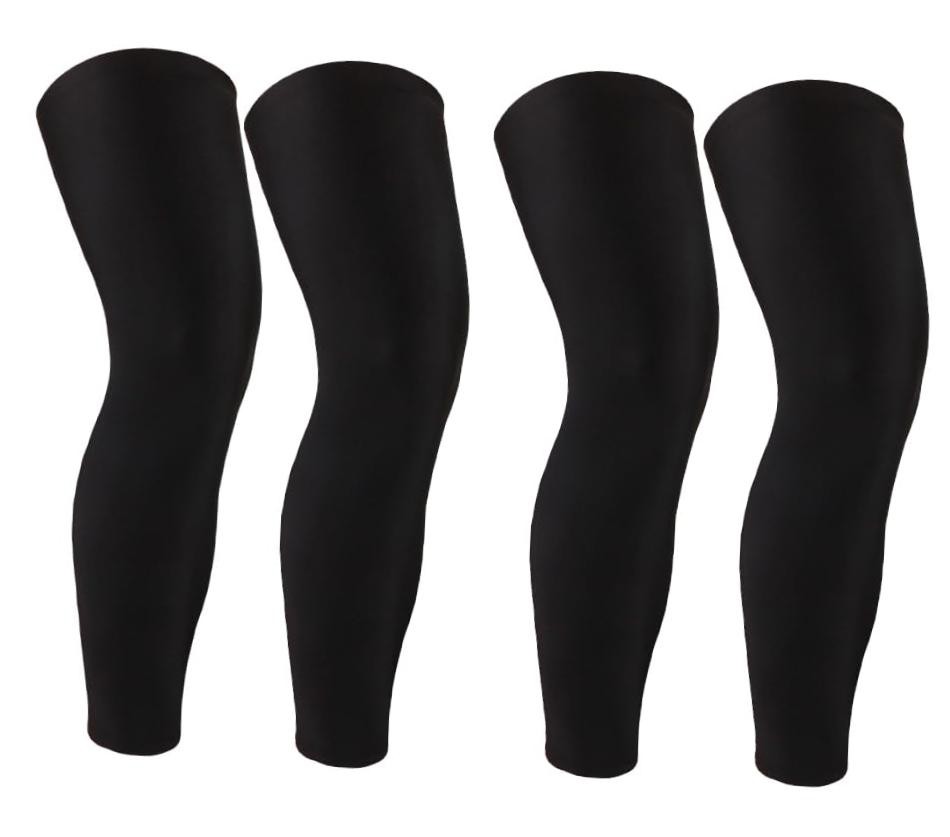 SUJAYU 2 Pairs Full Leg Compression Sleeve, Calf XX-Large Black+black