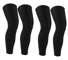 SUJAYU 2 Pairs Full Leg Compression Sleeve, Calf XX-Large Black+black