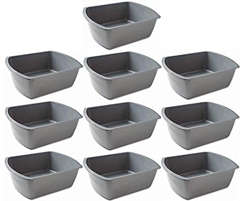 Vakly Wash Basins [10 Pack] – Rectangular Plastic 5 Count (Pack of 1), Gray