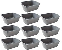 Vakly Wash Basins [10 Pack] – Rectangular Plastic 5 Count (Pack of 1), Gray