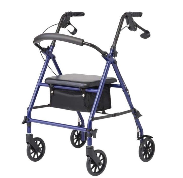 Medline Bariatric Rollator Walker W Seat Foldable Heavy Duty 350Lb 6” Wheels NEW