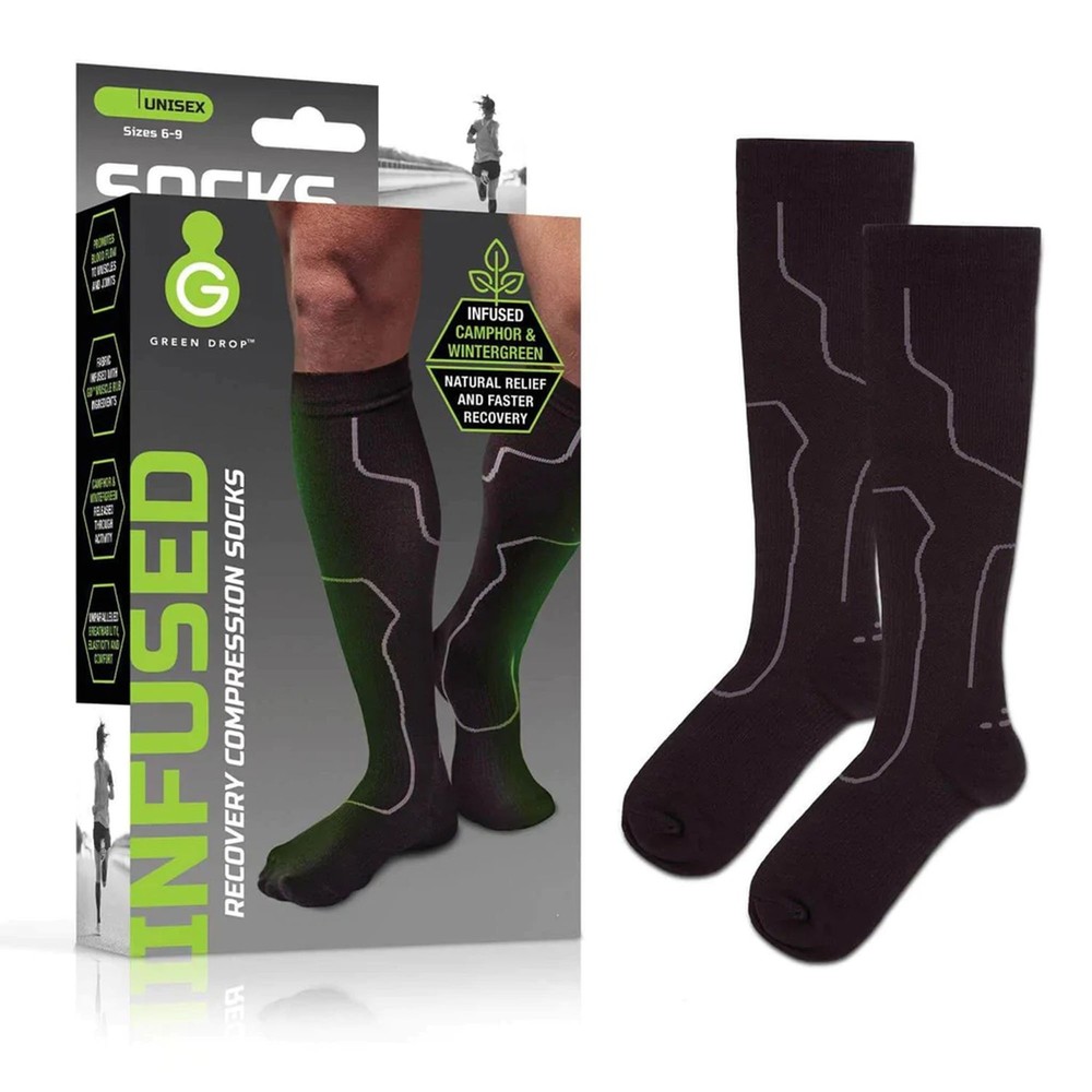 Green Drop Compression Socks Knee High Black Large / X-Large 2 Ct