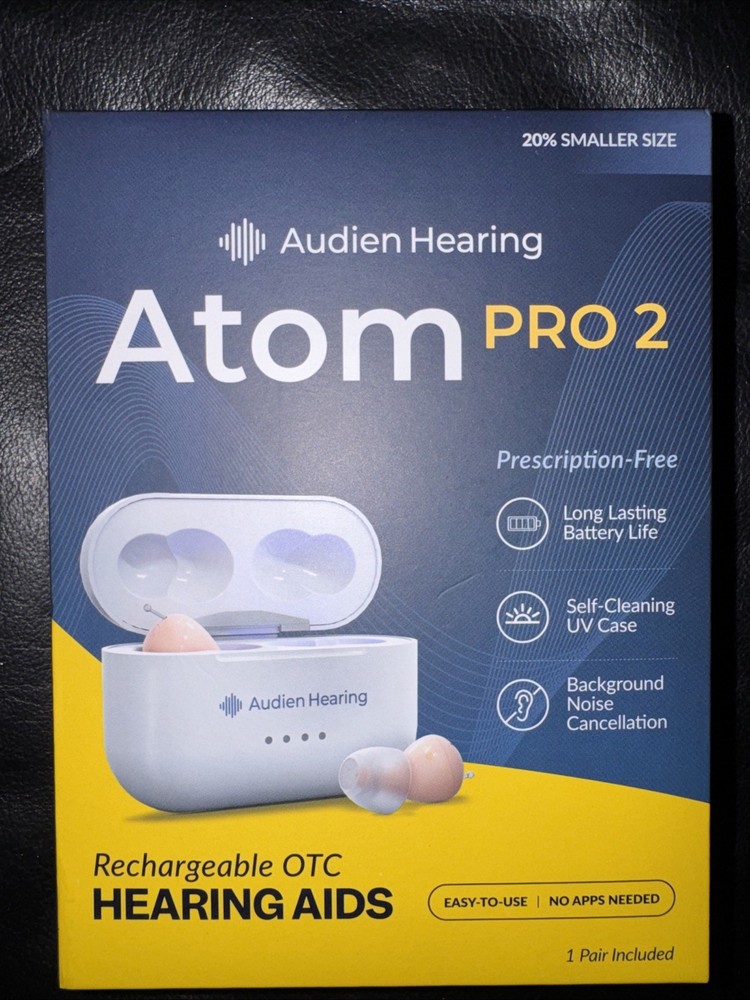 Audien ATOM PRO 2 Wireless Rechargeable OTC Hearing Aids New Sealed